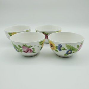 Pfaltzgraff Emma Soup Cereal Bowls Floral Yellow Pink Purple Flowers